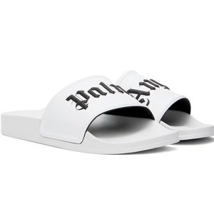 PALM ANGELS WHITE POOL SLIDERS